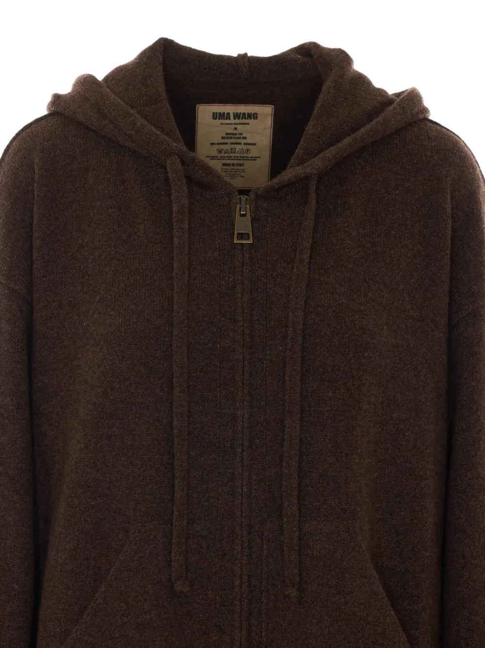 Uma Wang Gerafelde hoodie Bruin