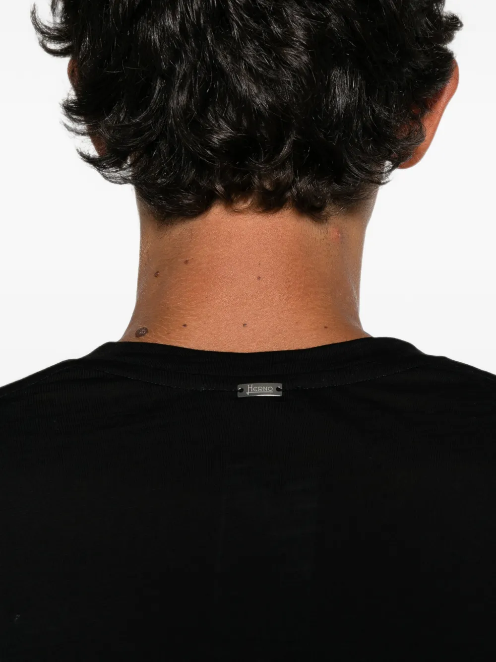 Herno T-shirt met logoplakkaat en lange mouwen Zwart