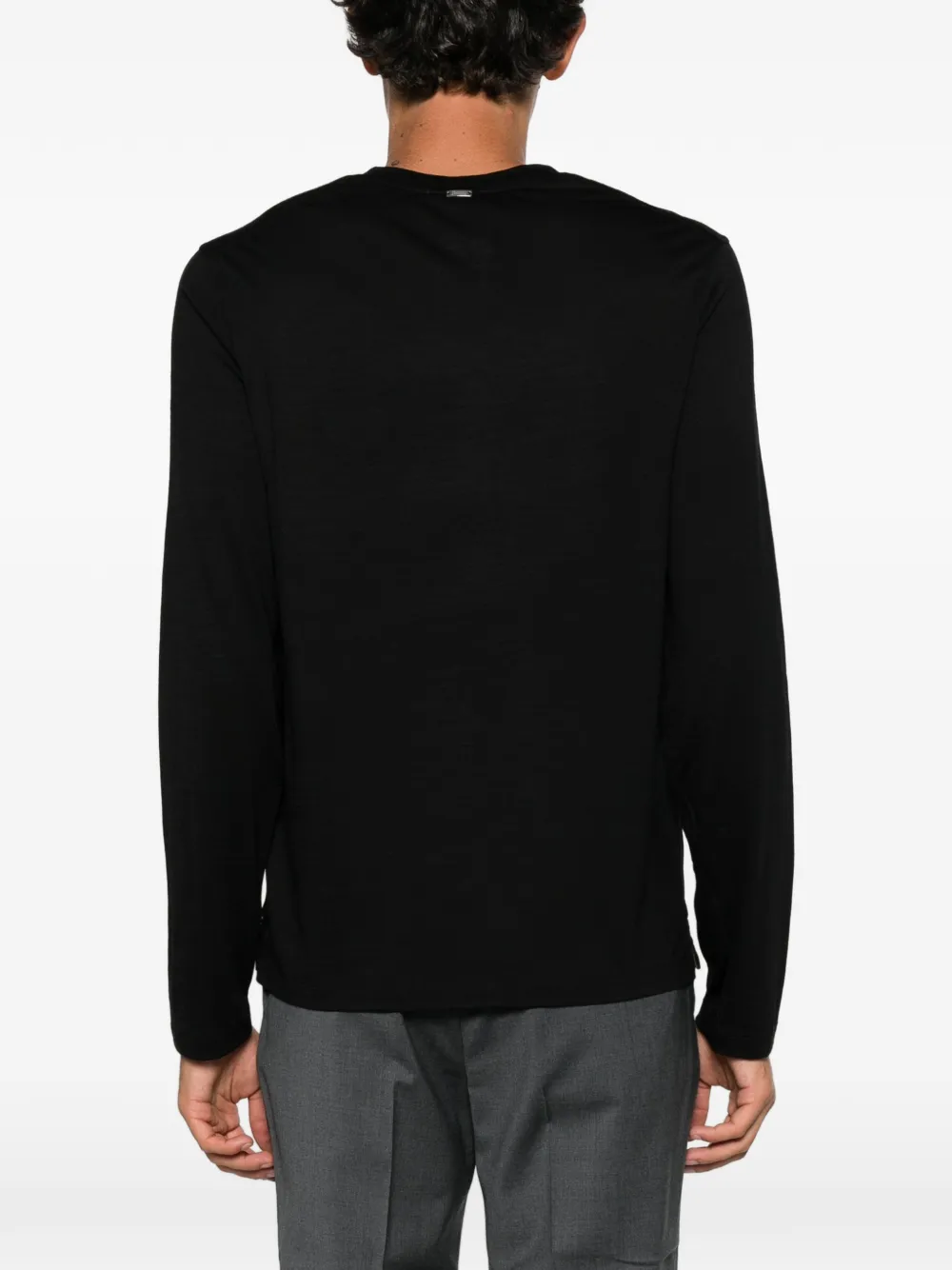 Herno T-shirt met logoplakkaat en lange mouwen Zwart