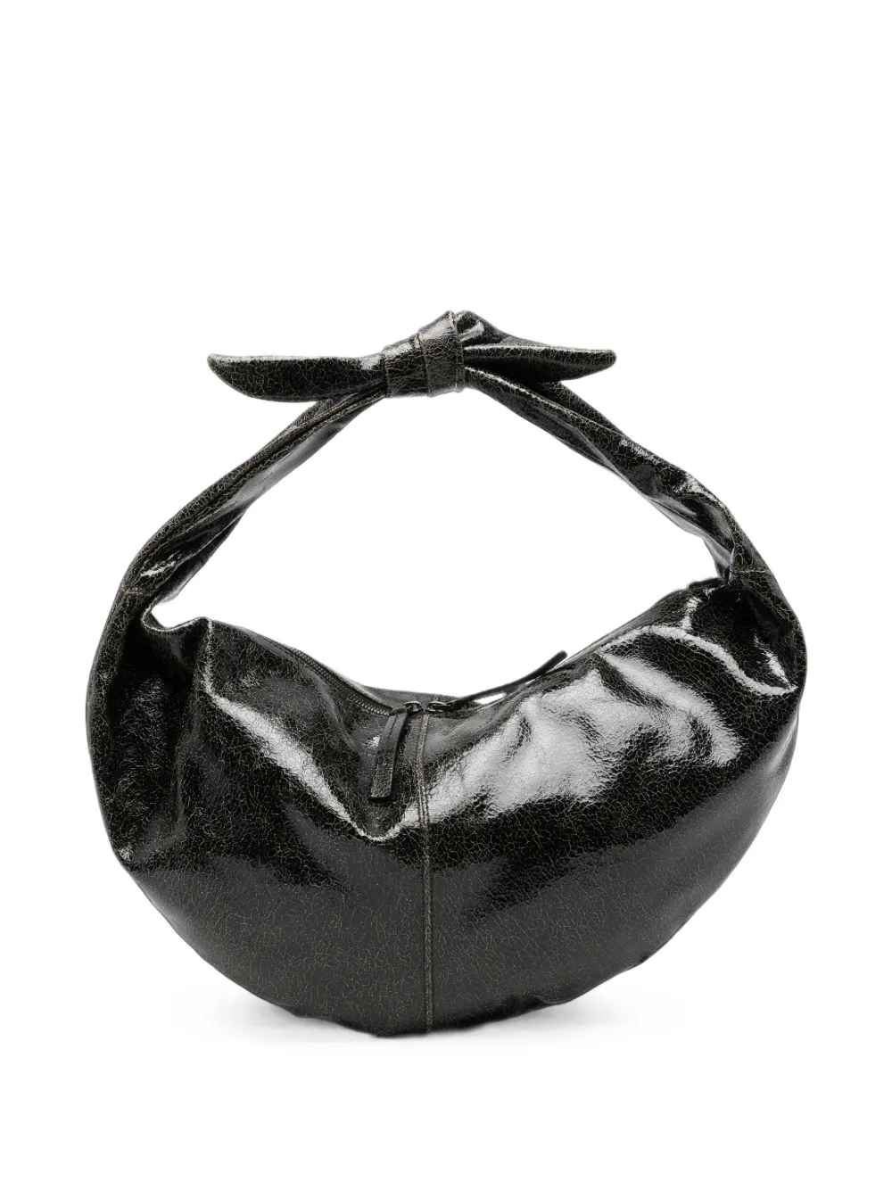 AUTENTICA 504 cracked-effect knotted shoulder bag - Nero