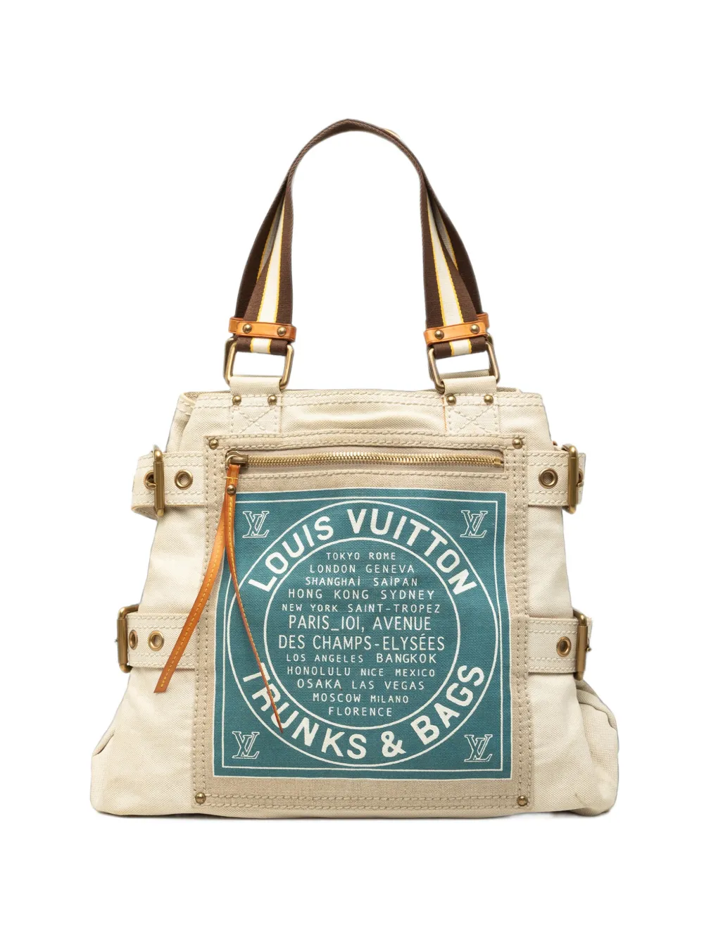 Pre-owned Louis Vuitton 2005 Cruise Line Globe Shopper Mm Tote Bag In Neutrals