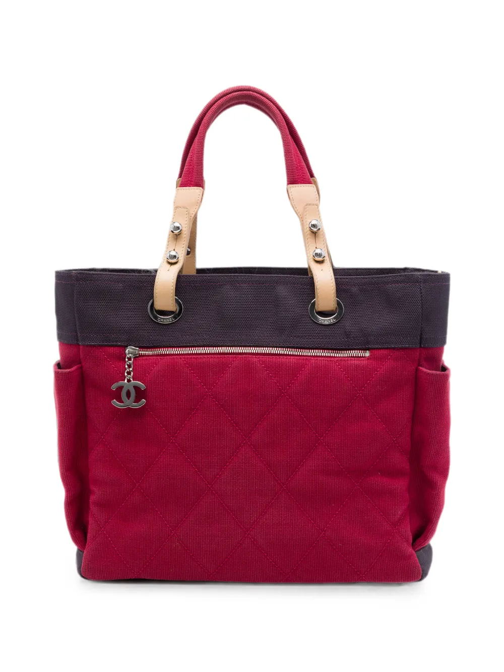 CHANEL Pre-Owned 2009-2010 Large Quilted Canvas Paris Biarritz tote bag - Rosso