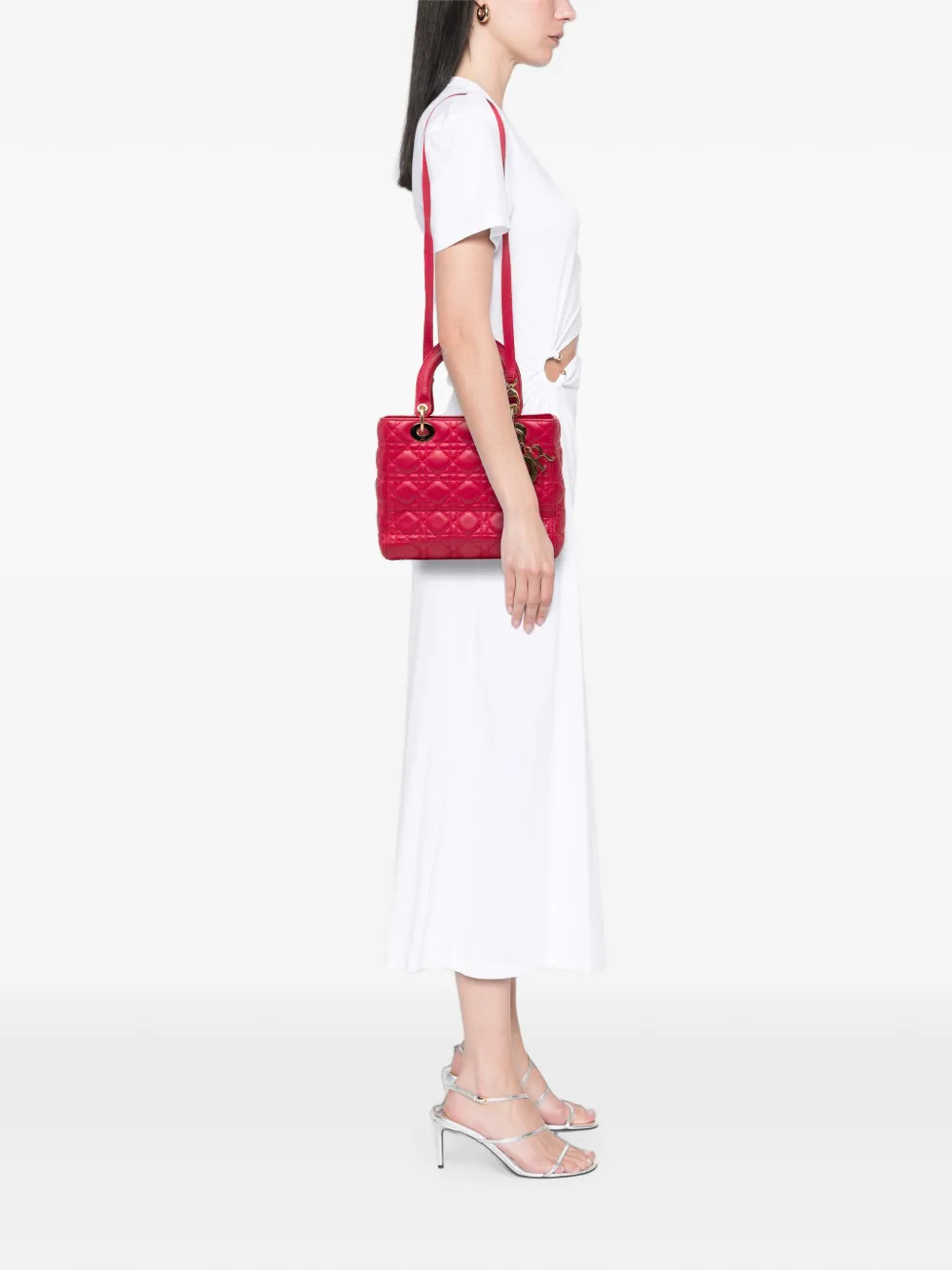 Christian Dior Pre-Owned 2014 Medium Lambskin Cannage Lady Dior satchel - Rosa