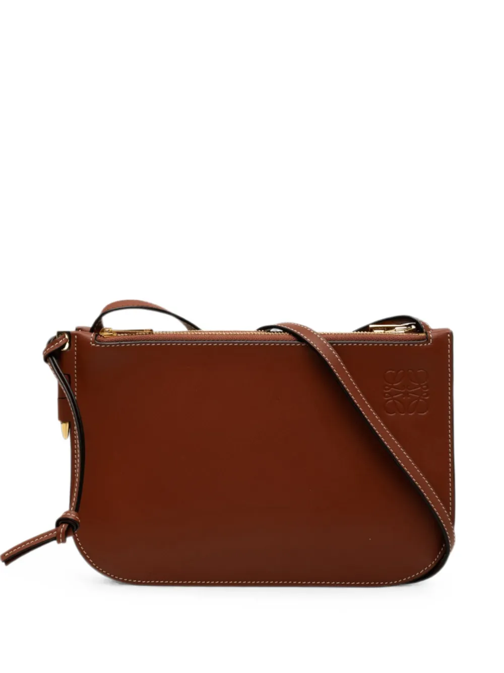 Loewe Pre-Owned 2020 Leather Gate Double Zip Pouch crossbody bag - Braun