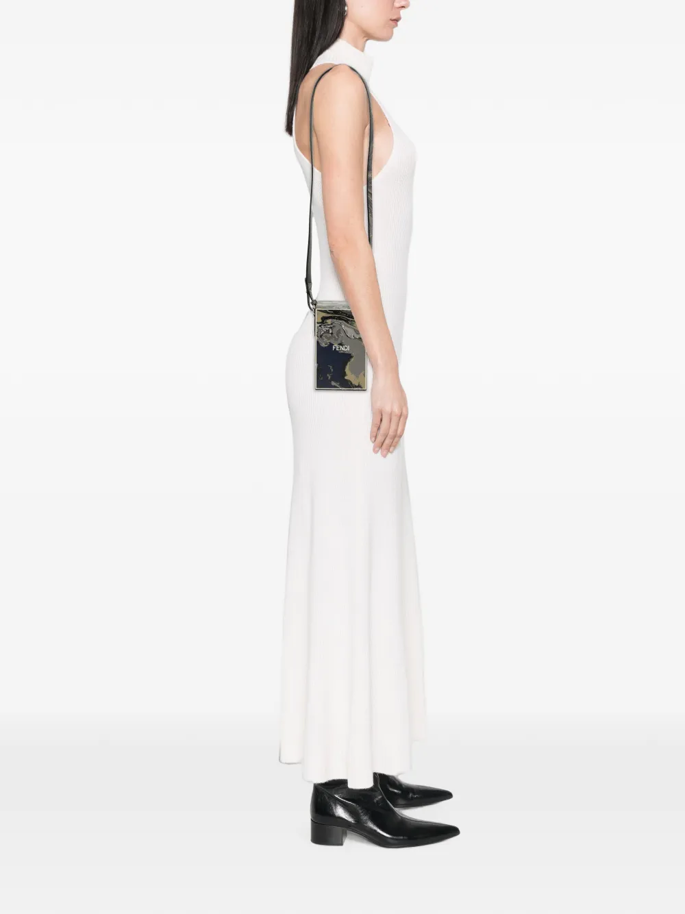 Fendi Pre-Owned 2010-2026 Smooth Calfskin Marble Print Vertical Box crossbody bag - Grau