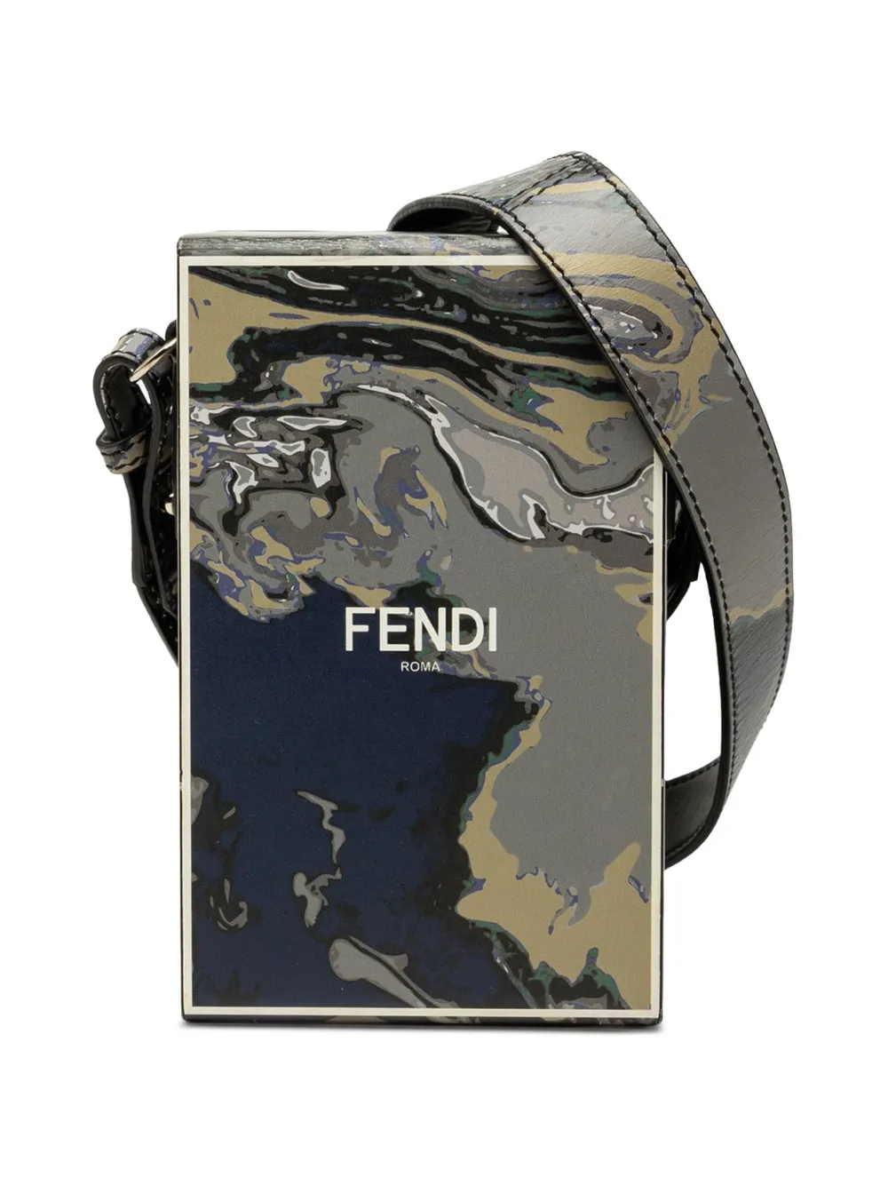 Fendi Pre-Owned 2010-2026 Smooth Calfskin Marble Print Vertical Box crossbody bag - Grigio