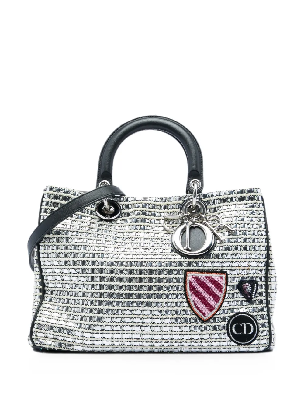 Christian Dior Pre-Owned 2015 Medium Metallic Tweed Patch Diorissimo satchel - Weiß