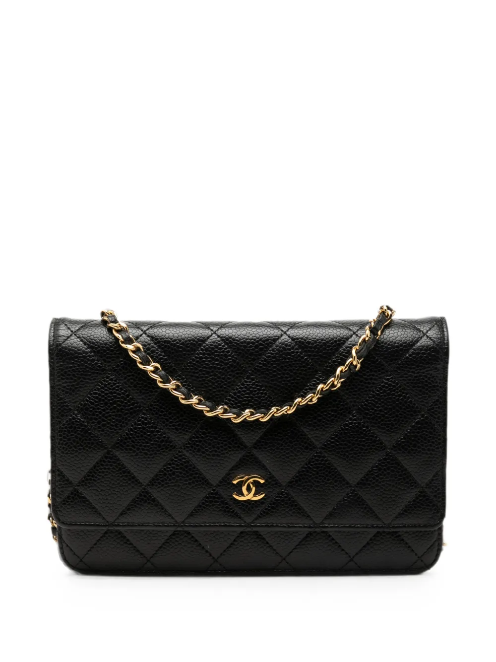 CHANEL Pre-Owned 2016-2017 CC Quilted Caviar Wallet on Chain crossbody bag - Schwarz
