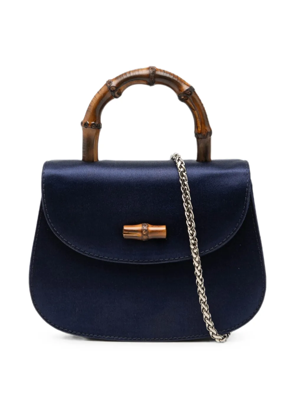 Gucci Pre-Owned 20th Century Mini Satin Bamboo Night satchel - Blu