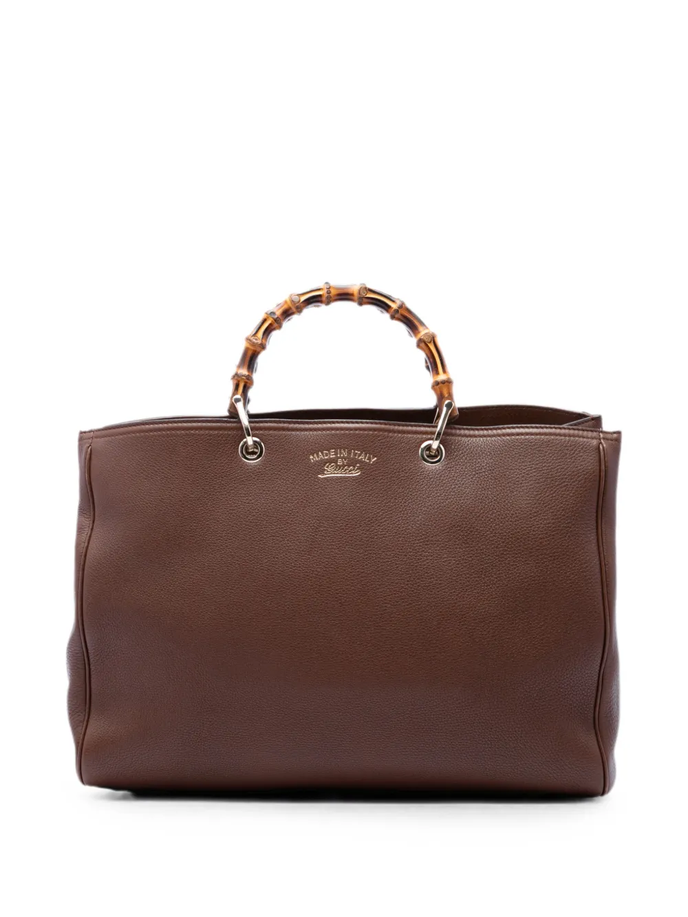 Gucci Pre-Owned 2016-2026 Large Calfskin Bamboo Shopper satchel - Braun