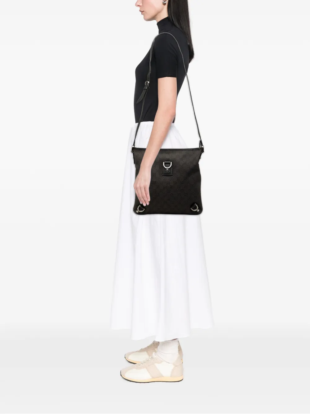 Gucci Pre-Owned 2000-2015 GG Abbey D Ring canvas crossbodytas Bruin