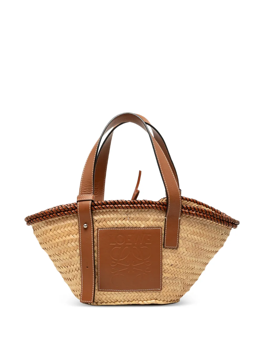 Loewe Pre-Owned 2021 Small Raffia Anagram Basket tote bag - Toni neutri