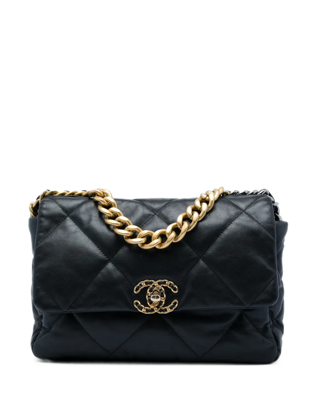 CHANEL Pre-Owned 2020 Large Lambskin 19 Flap satchel - Black