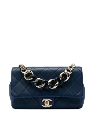 CHANEL Pre-Owned 19 Flap Bag Quilted Canvas Large Shoulder Bag
