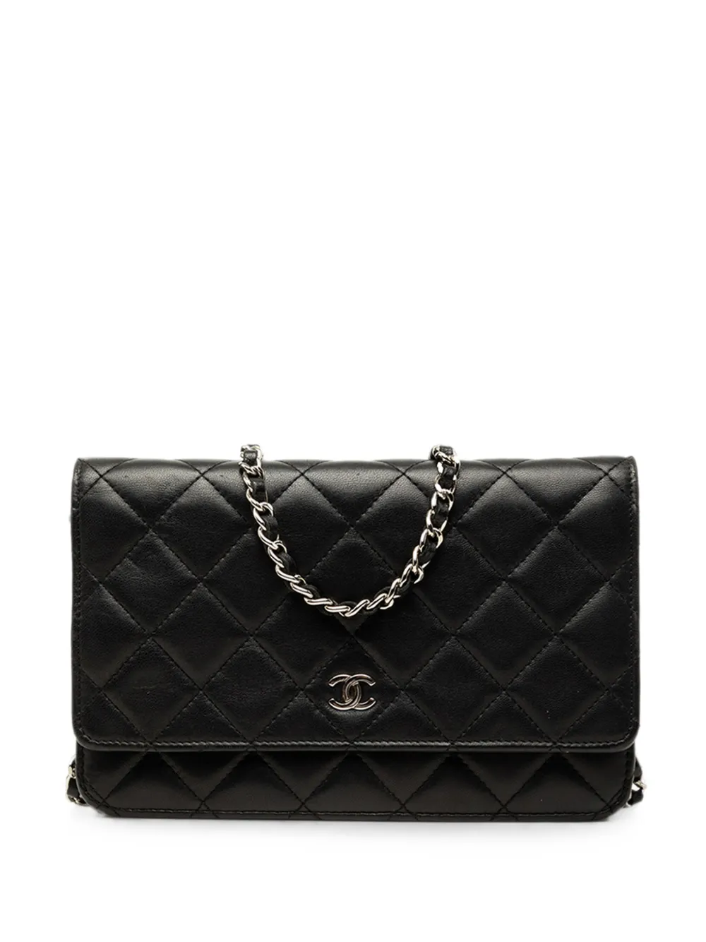 CHANEL Pre-Owned 2014-2015 CC Quilted Lambskin Wallet On Chain crossbody bag - Schwarz