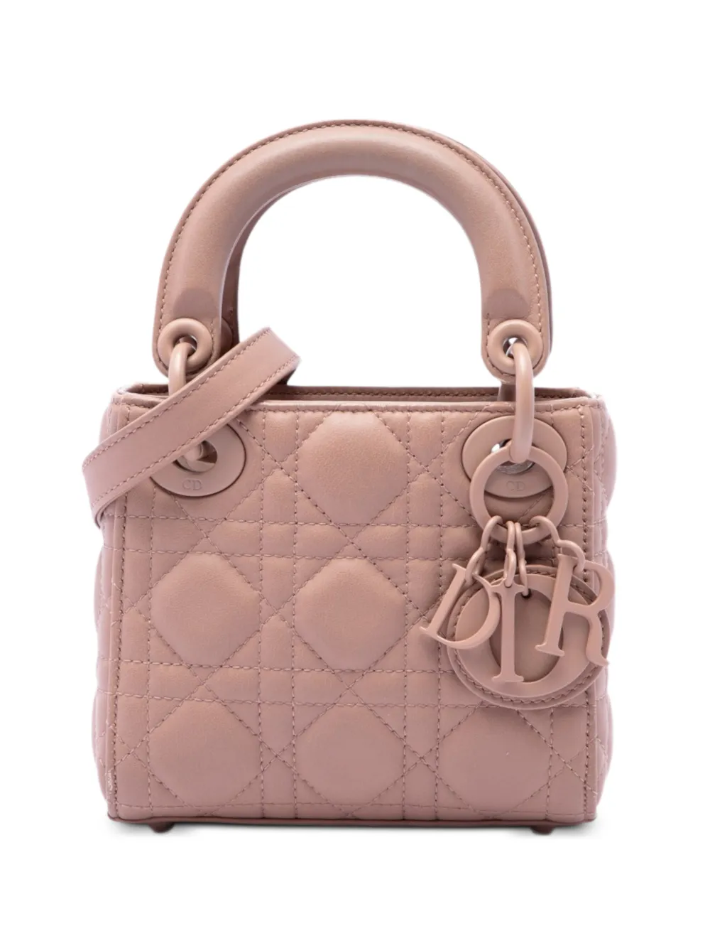 Christian Dior Pre-Owned 2019 Micro Ultra Matte Calfskin Cannage Lady Dior satchel - Rosa