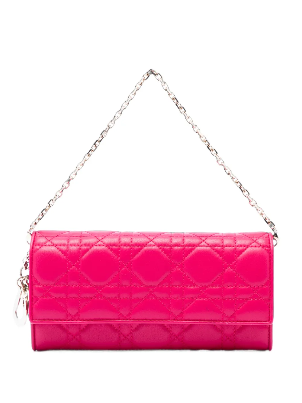 Christian Dior Pre-Owned 2013 zweifarbiges Cannage Lady Dior Portemonnaie mit Kettenriemen - Rosa