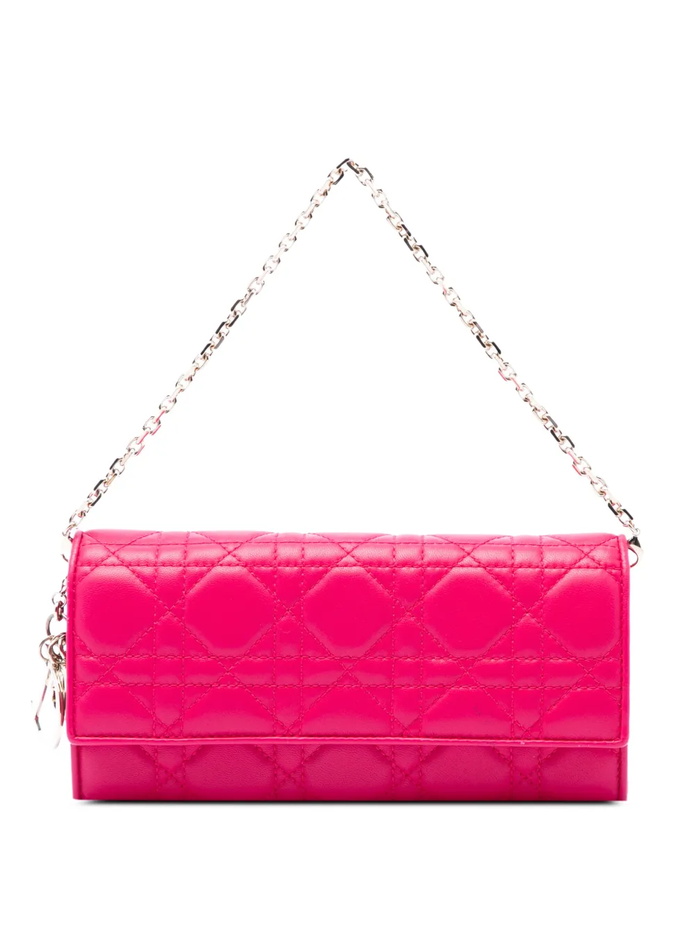 Christian Dior Pre-Owned pochette portefeuille à bandoulière chaîne Lady Dior en cuir d'agneau Cannage (2013) - Rose Christian Dior Pre-Owned pochette portefeuille à bandoulière chaîne Lady Dior en cuir d'agneau Cannage (2013) - Rose