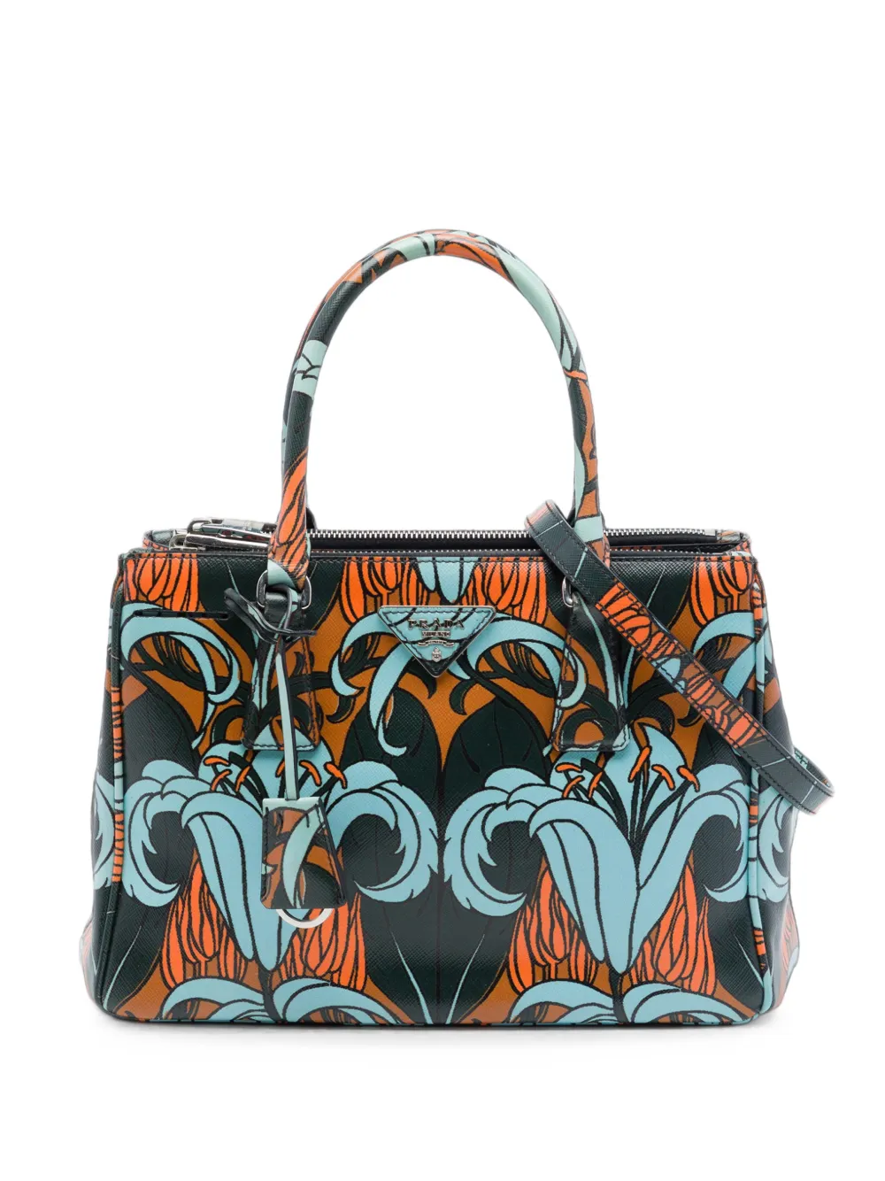 Prada Pre-Owned Borsa a tracolla Galleria Lily piccola in pelle Saffiano Lux con doppia zip 2013-2026 - Nero