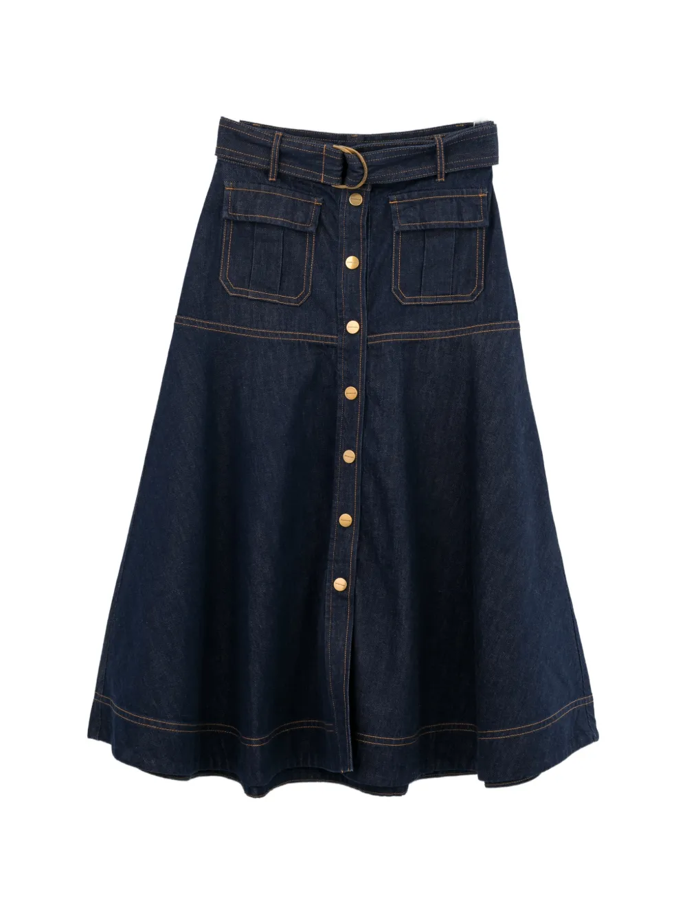 ZIMMERMANN belted button-front skirt - Blu