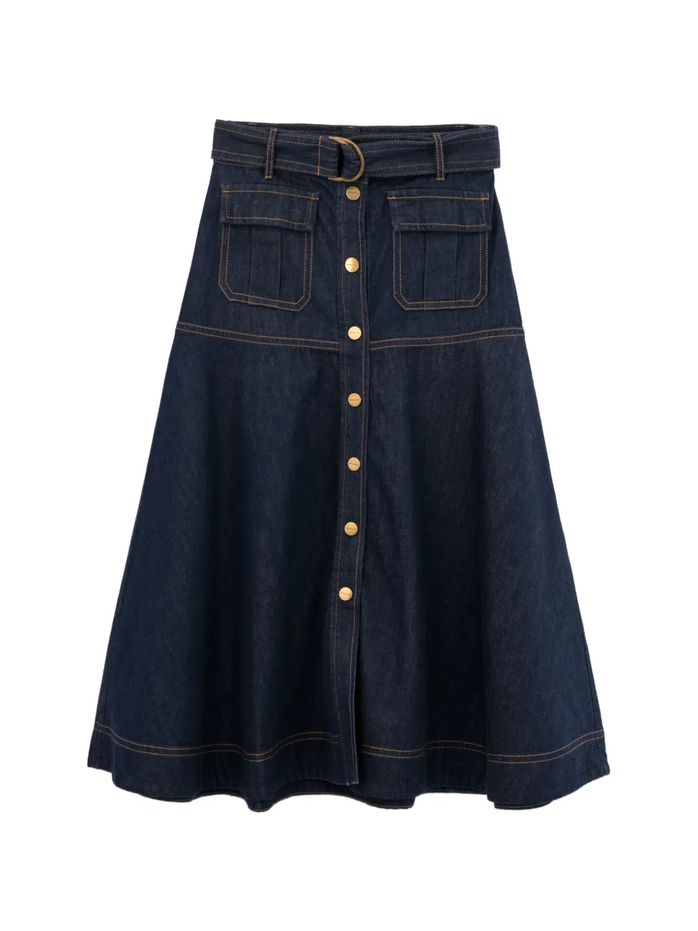 ZIMMERMANN belted button-front skirt - Blu