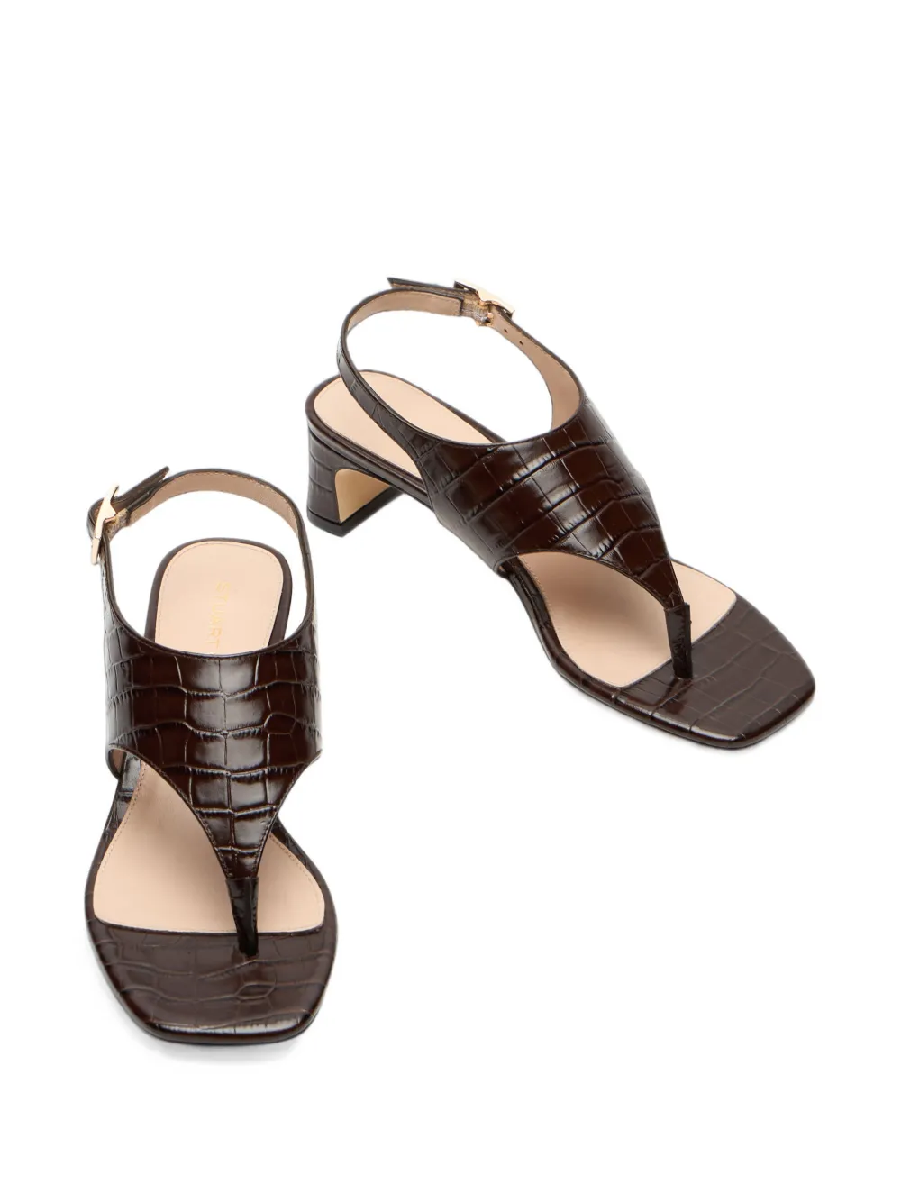 Stuart Weitzman Baby Babette crocodile-effect sandals Bruin