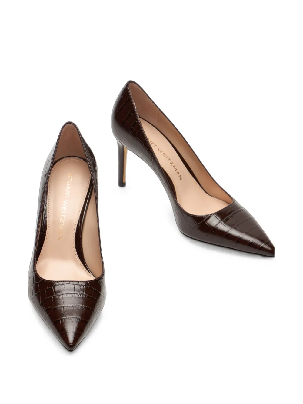 Stuart Weitzman Stuart Power crocodile-effect pumps Bruin