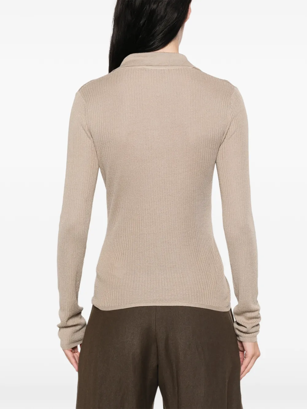 Max Mara Ribgebreide polotrui Beige
