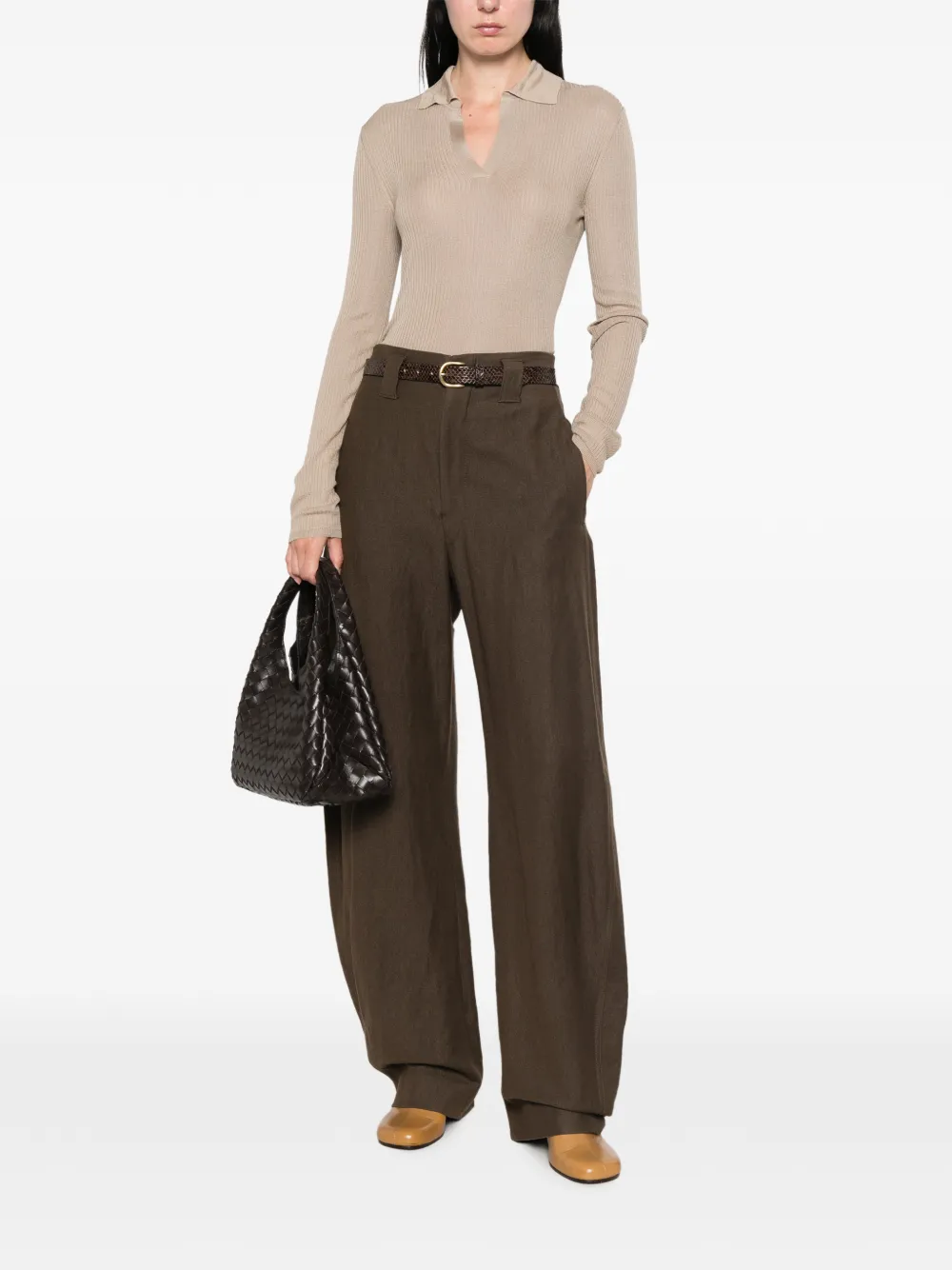 Max Mara Ribgebreide polotrui Beige