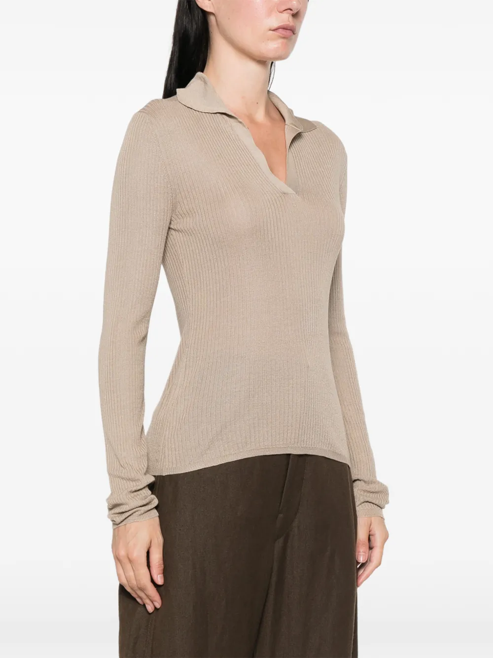 Max Mara Ribgebreide polotrui Beige