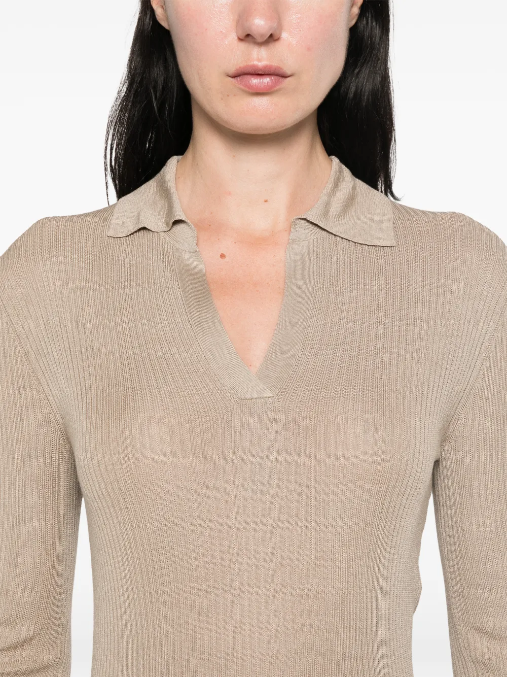 Max Mara Ribgebreide polotrui Beige