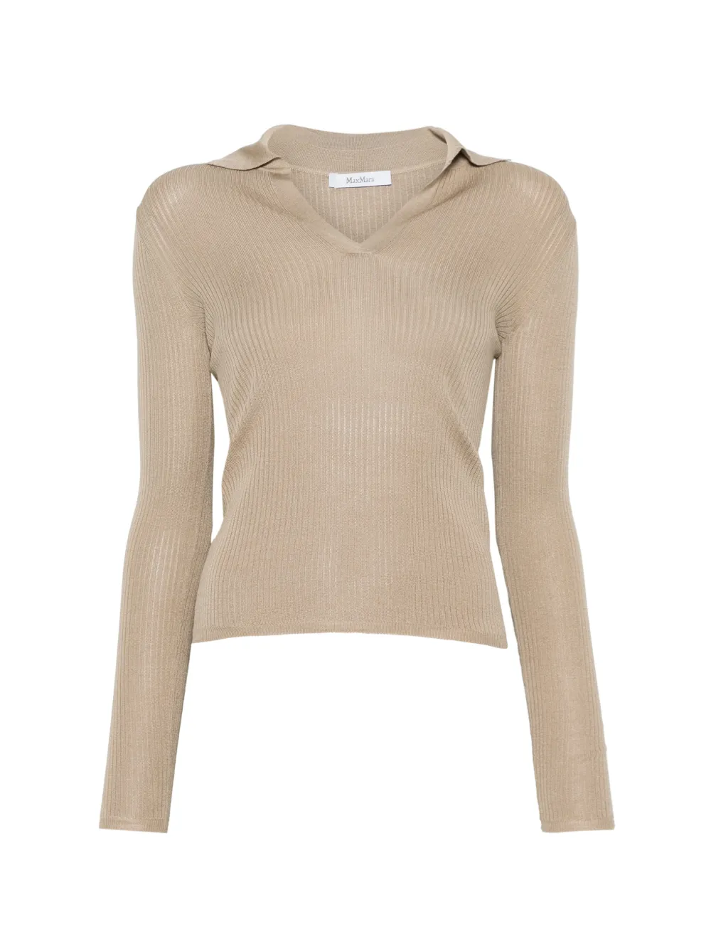 Max Mara ribbed-knit polo sweater - Toni neutri