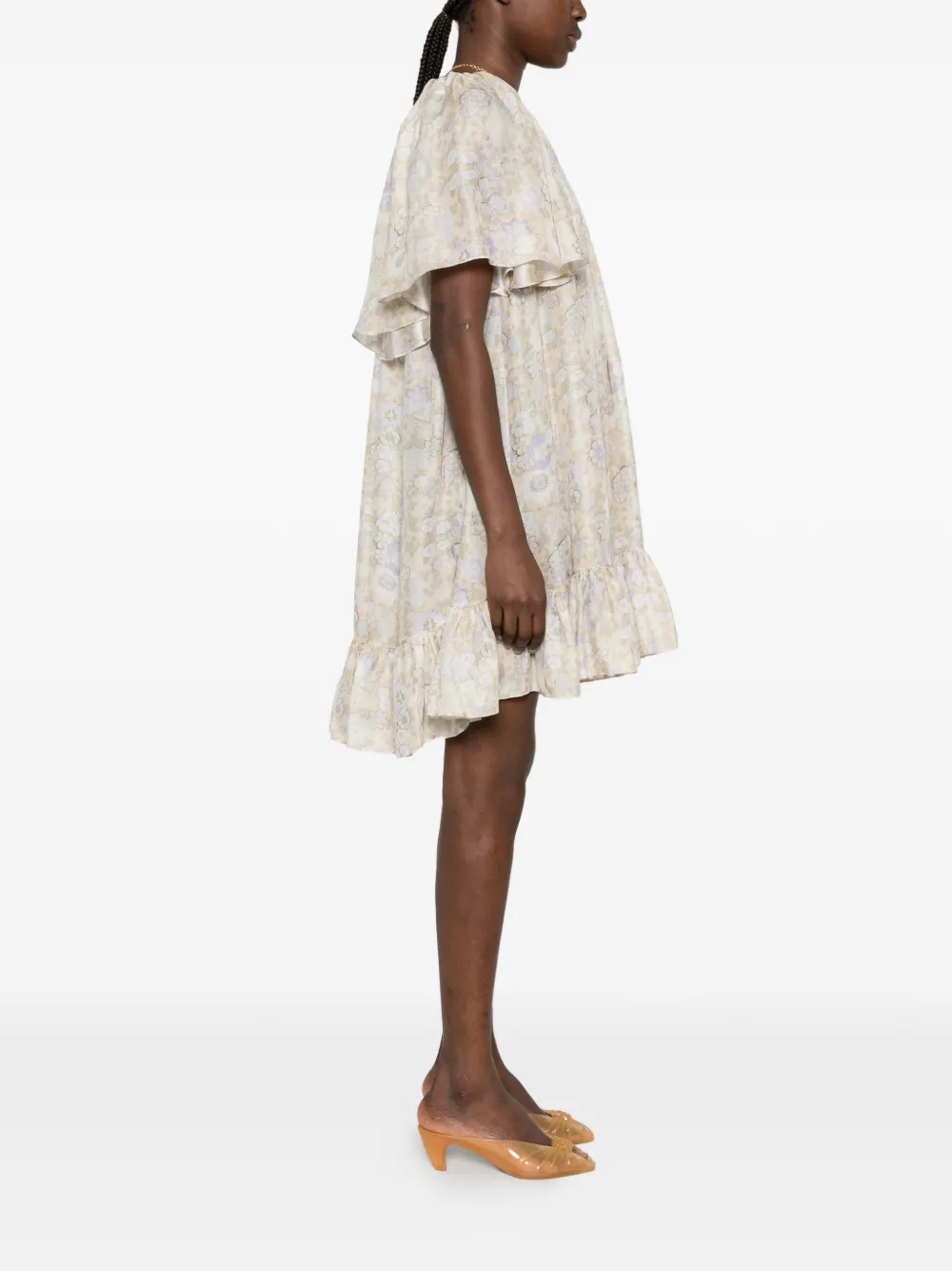 Chloé floral-print pleated mini dress Beige
