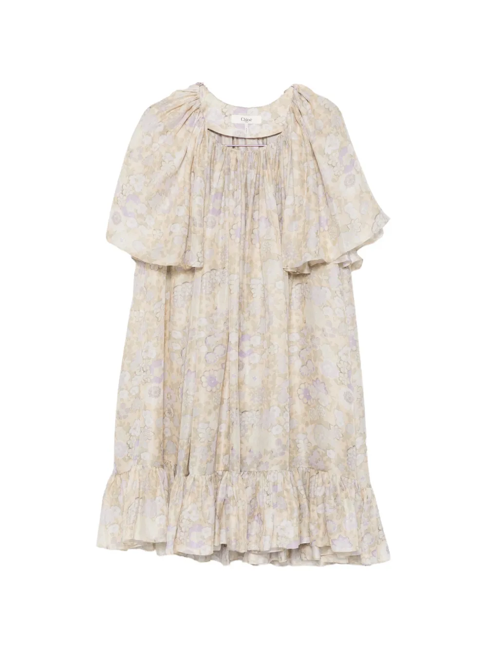 Chloé floral-print pleated mini dress - Toni neutri