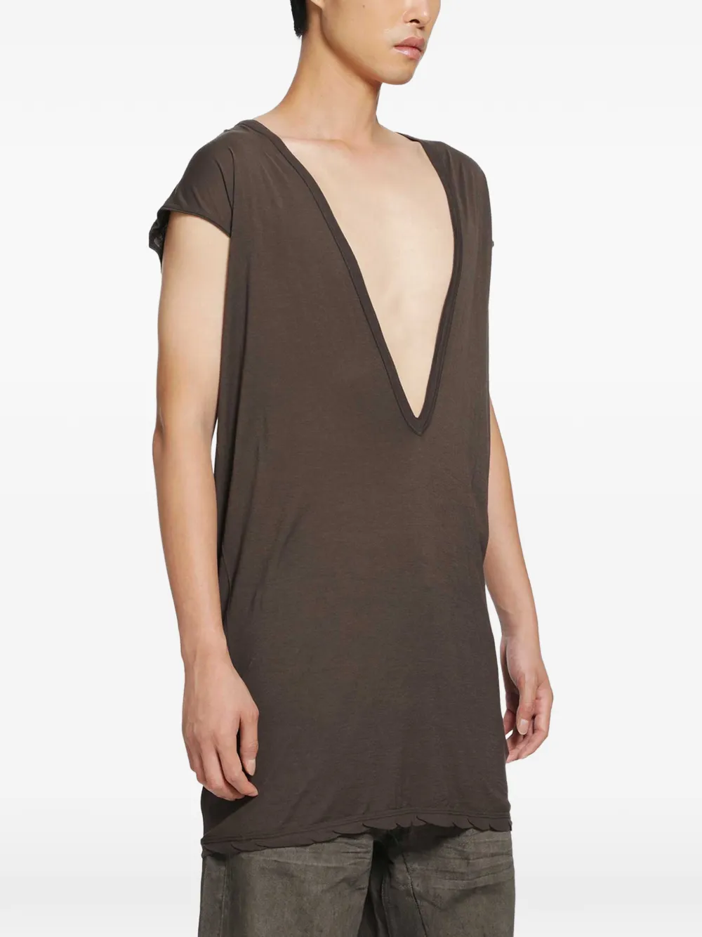 Rick Owens DRKSHDW Dylan T-shirt met kapmouwen Bruin