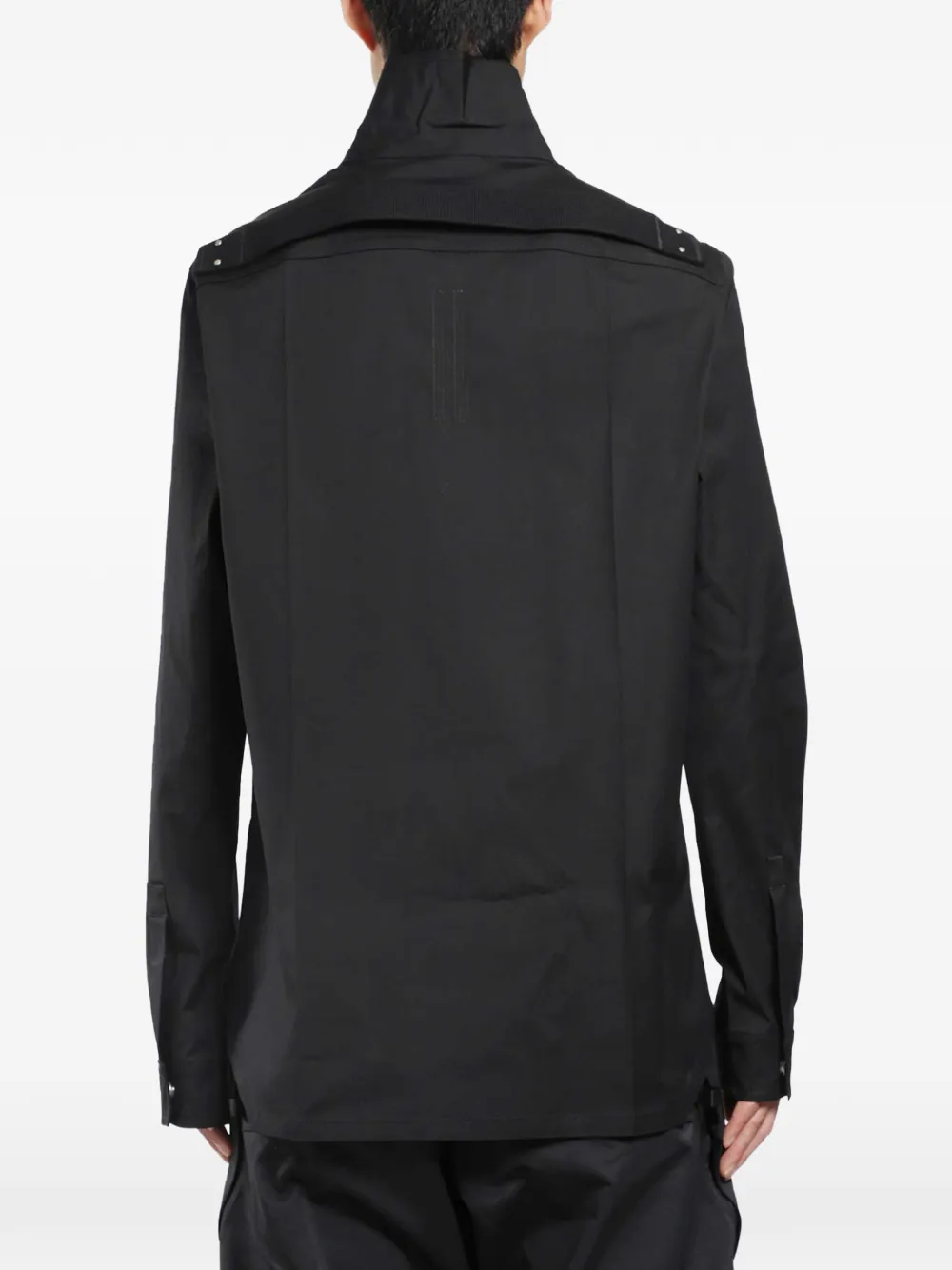 Rick Owens Tower Runway shirtjack van zware popeline Zwart