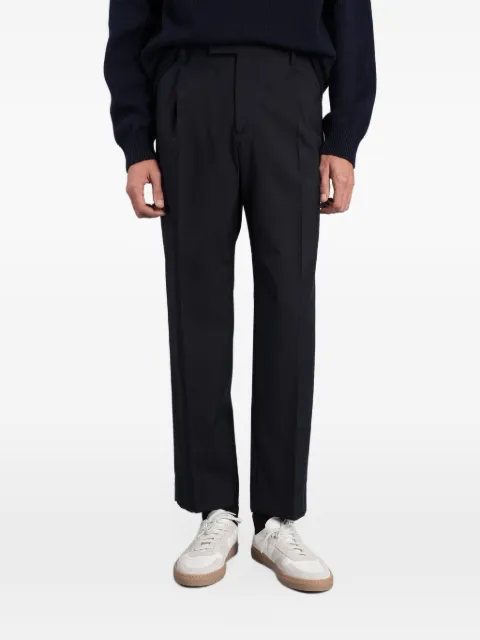 Greyed pleated straight-leg trousers