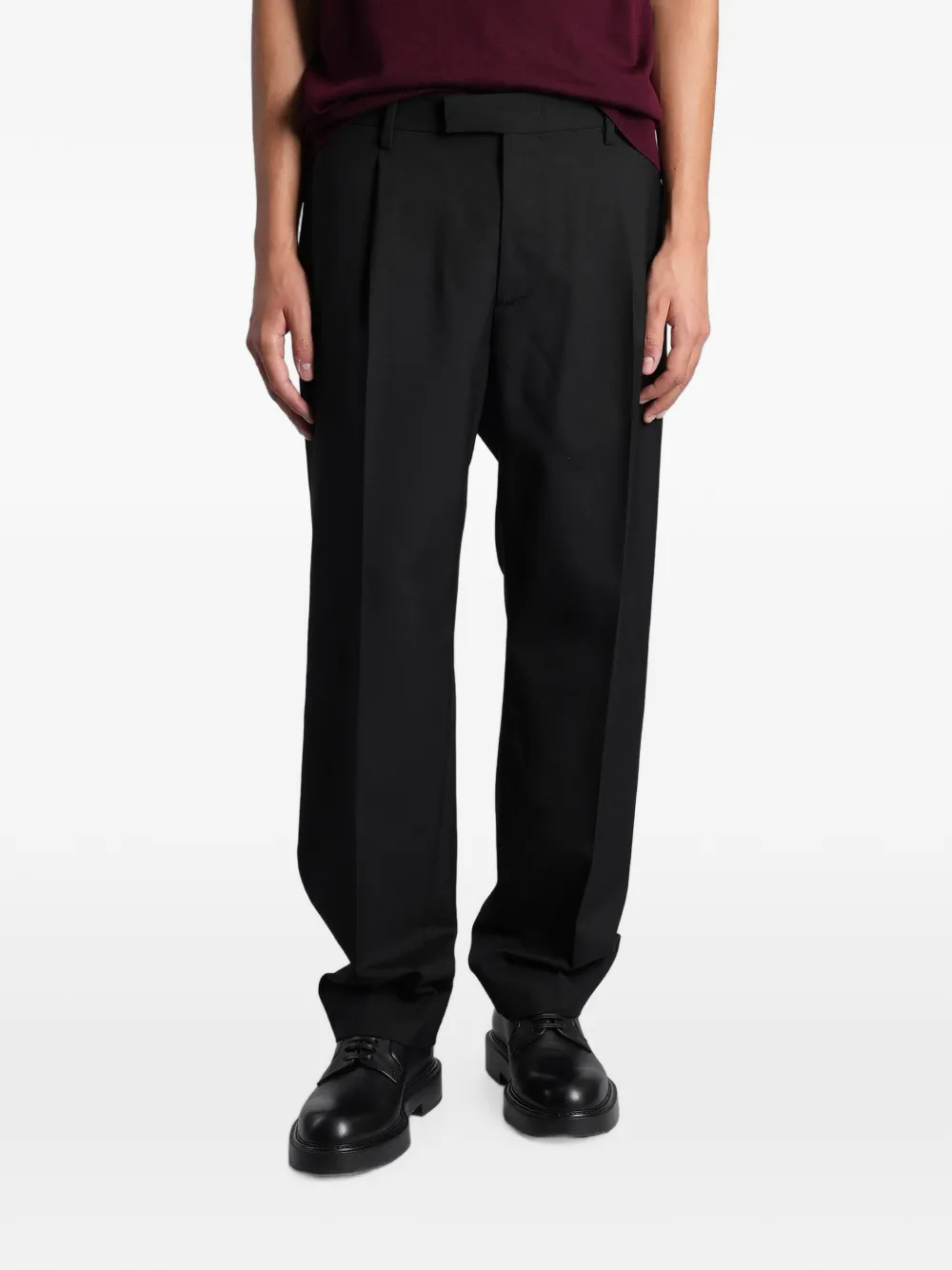 Greyed pleated-detail trousers