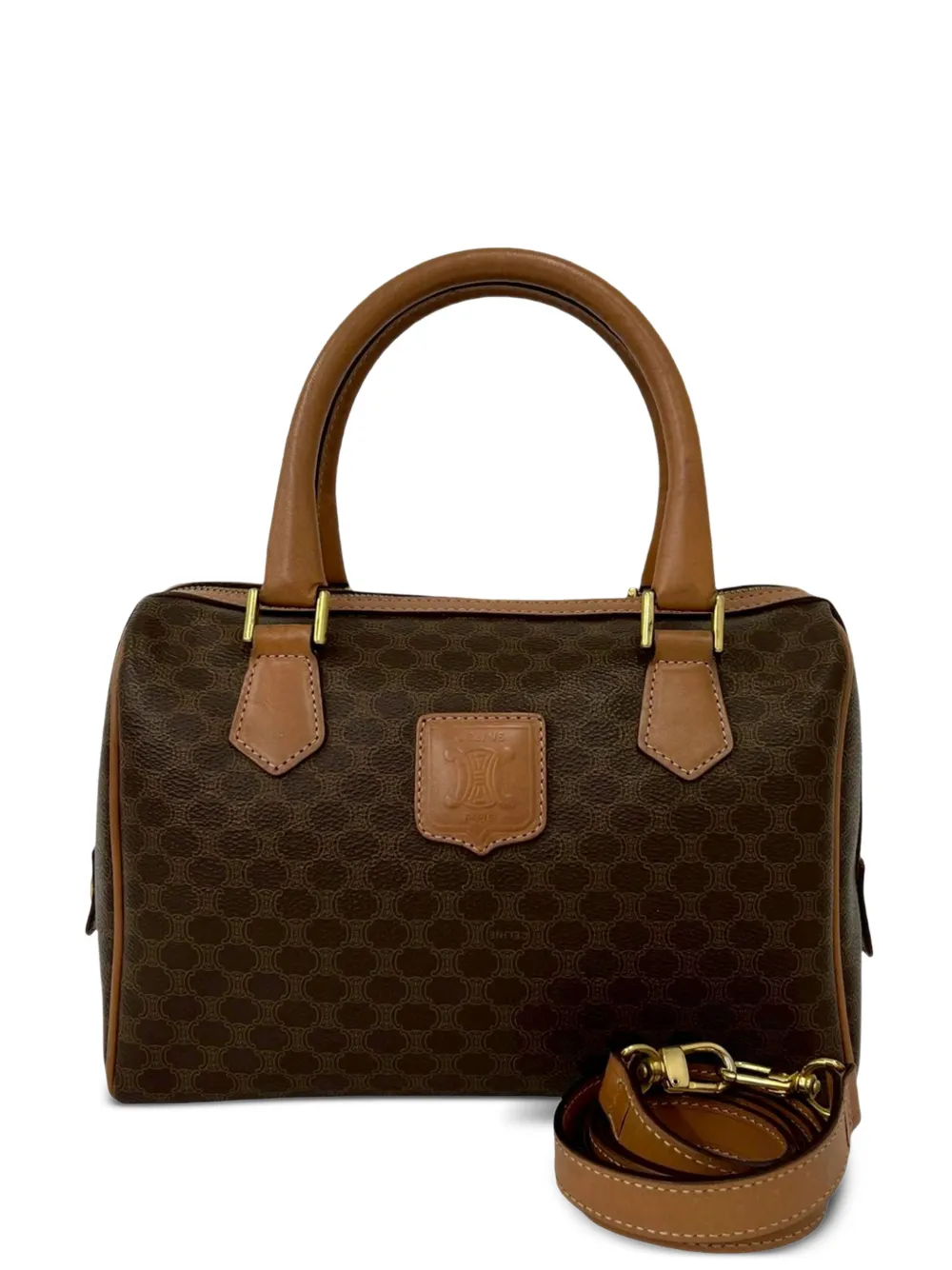 Celine Pre-Owned 2013 Macadam Coated Canvas satchel - Marrone