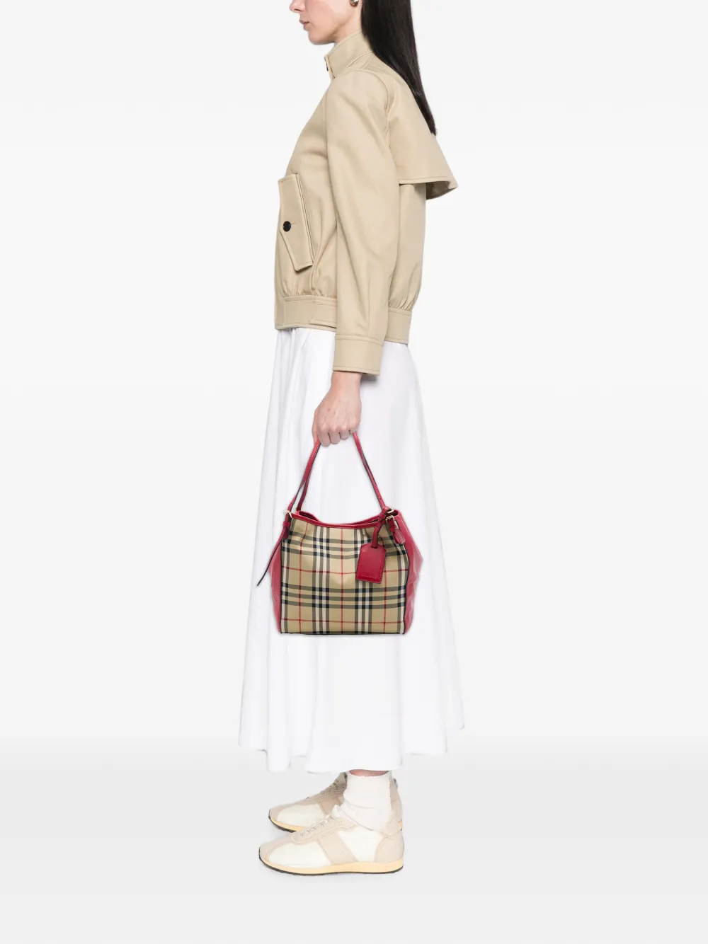 Burberry Pre-Owned 2000-2017 Small Haymarket Check Nylon and Calfskin Canterbury tote bag - Nude
