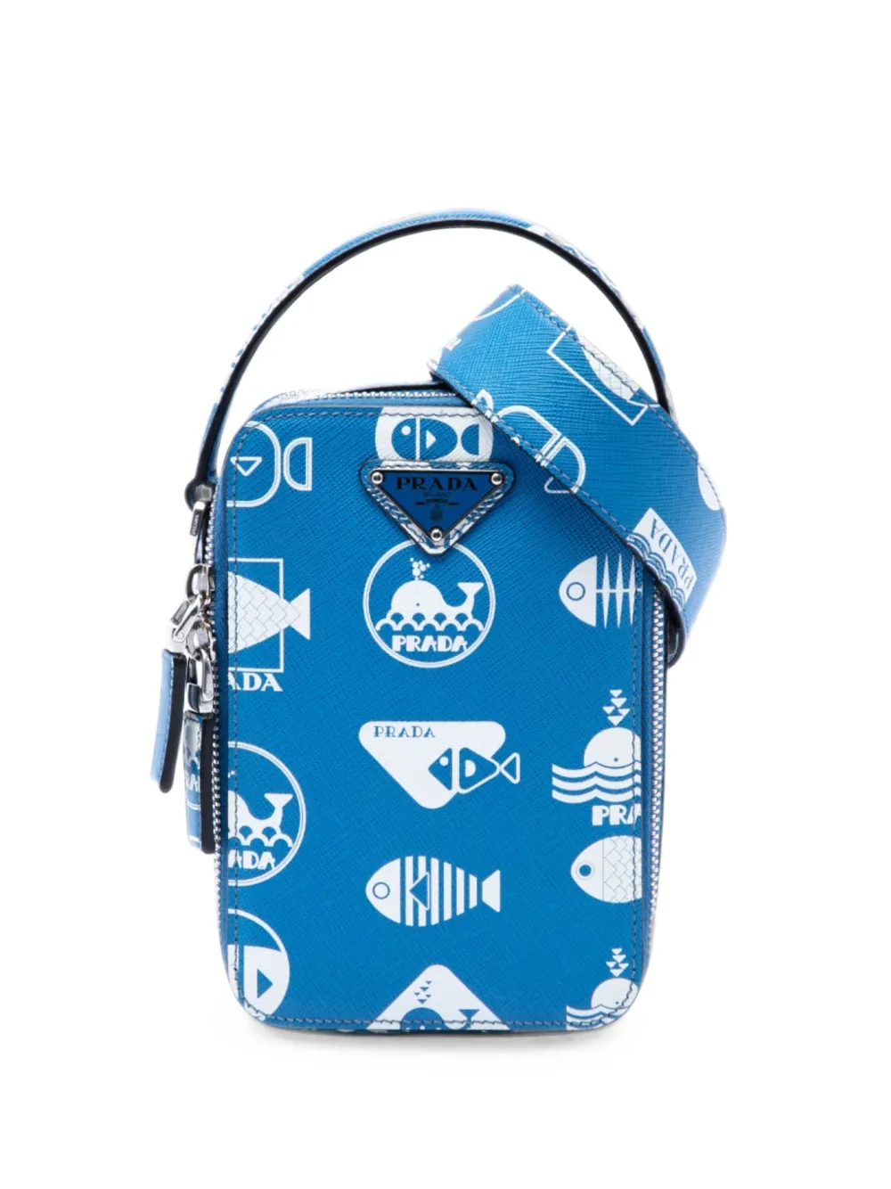 Prada Pre-Owned Borsa a tracolla Whale Brique Vertical in pelle Saffiano 2013-2026 - Blu