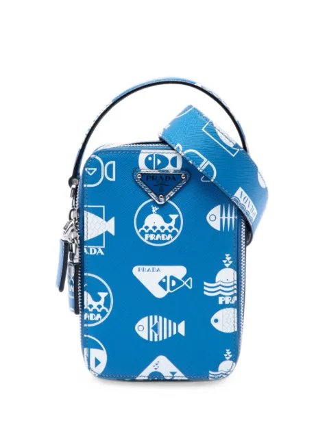 Prada Pre-Owned bolsa crossbody Whale Brique Vertical de piel Saffiano 2013-2026