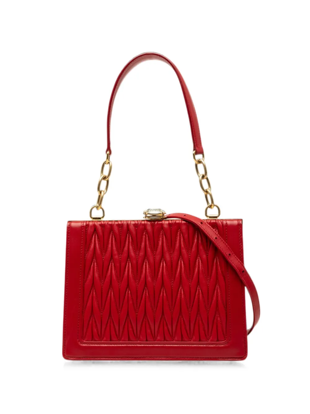 Miu Miu Pre-Owned sac à main Solitaire en cuir d'agneau matelassé à fermoir clic clac (2010-2026) - Rouge