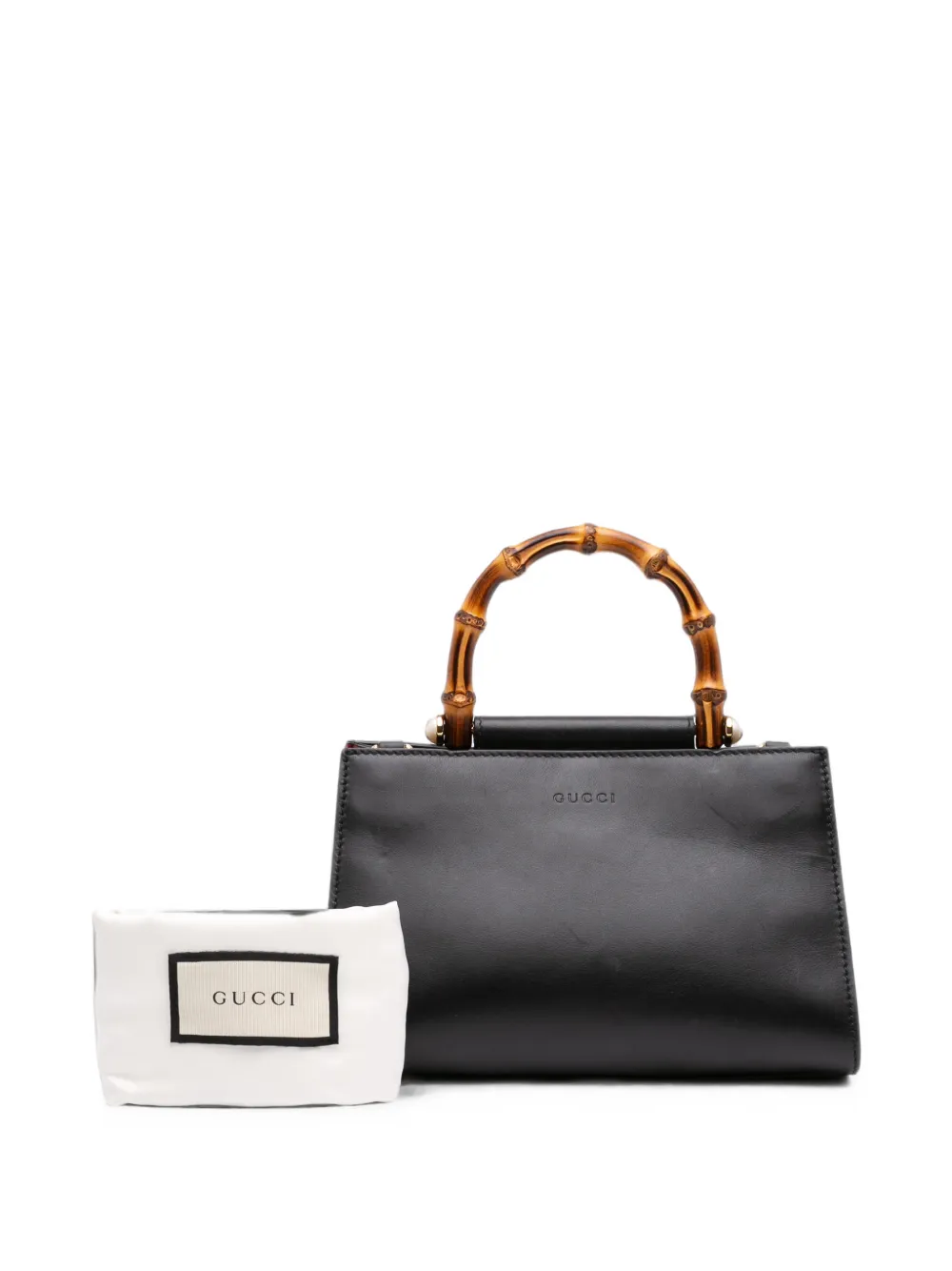 Gucci Pre-Owned 2016-2026 Mini Nappa Bamboo Web Nymphaea Top Handle Bag satchel - Schwarz