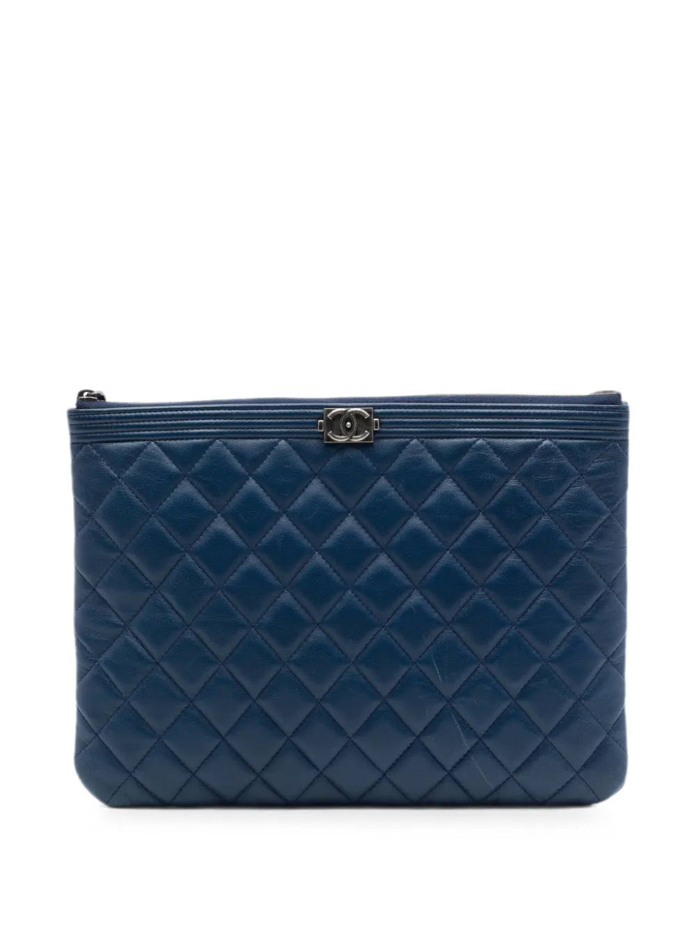 CHANEL Pre-Owned 2015-2016 Medium Quilted Lambskin Boy O Case clutch bag - Blau