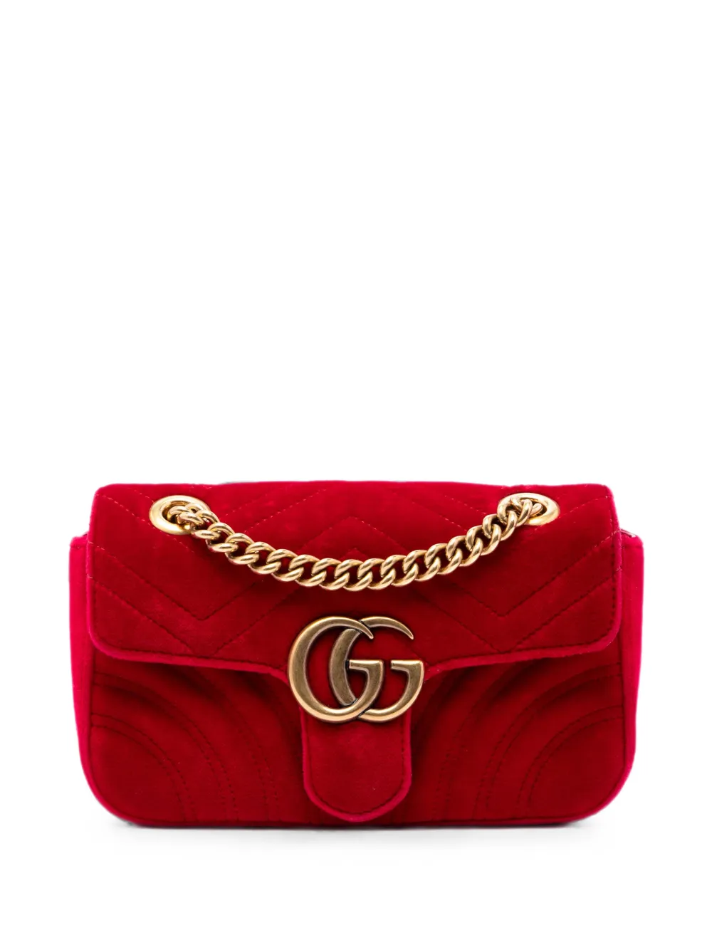 Gucci Pre-Owned 2016-2026 Small GG Marmont Matelasse Velvet shoulder bag - Rot