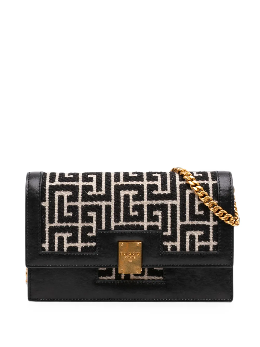 Balmain Pre-Owned 2010-2026 Mini Leather Trimmed Monogram Jacquard 1945 Heritage crossbody bag - Schwarz