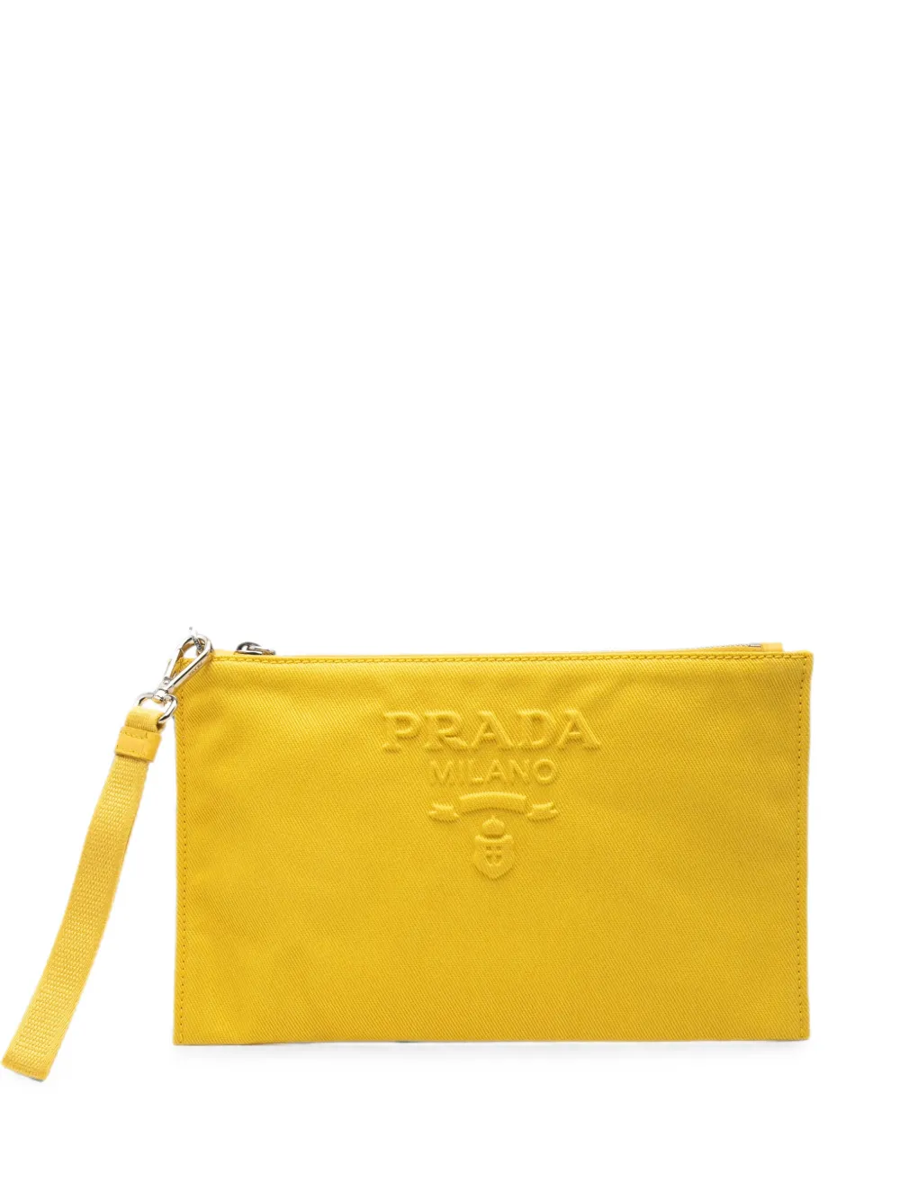 Prada Pre-Owned 2013-2026 Embossed Logo Canvas Wristlet clutch bag - Giallo