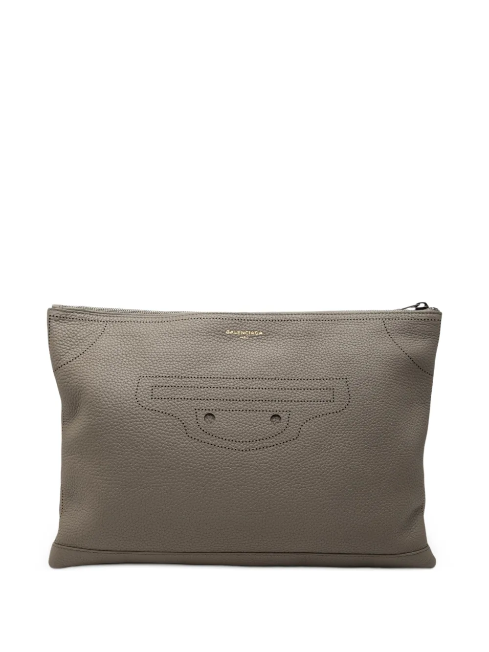 Balenciaga Pre-Owned 2017 Calfskin Motocross Blackout clutch bag - Marrone