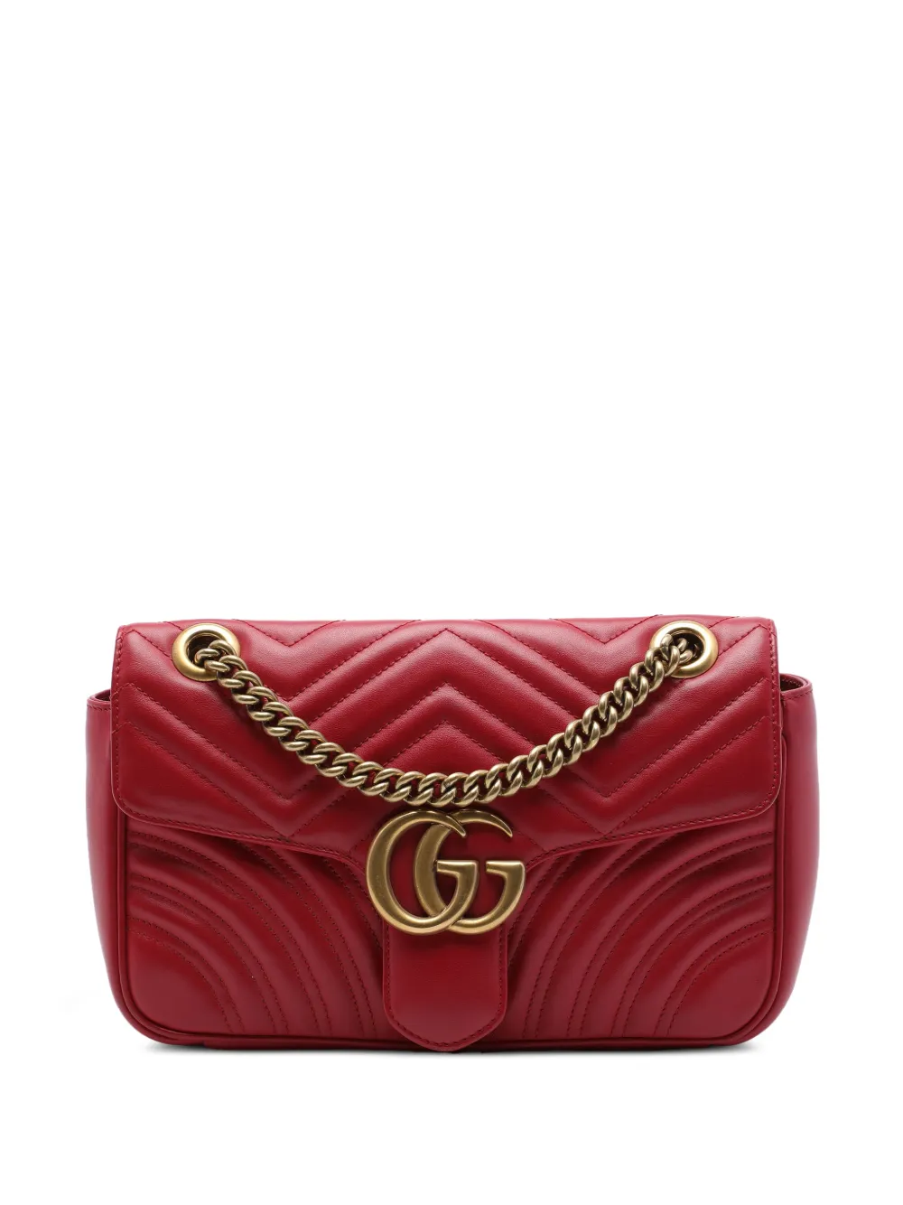Gucci Pre-Owned 2016-2026 Medium GG Marmont Matelasse Calfskin shoulder bag - Rosso